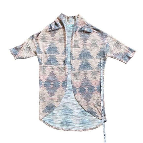 Maurices Pink & Gray Western Aztec Open Front Short Sleeve Cardigan Size Medium - Picture 9 of 13